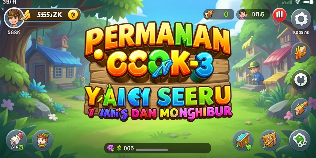 Tangkapan layar permainan 555ZK yang menunjukkan aksi Cocok-3 yang penuh warna.