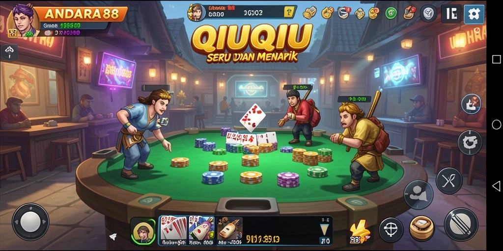 Tampilan seru gameplay QiuQiu dalam ANDARA88.
