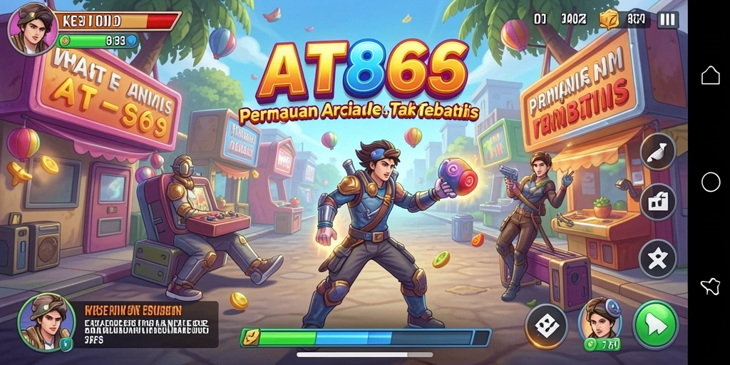 Screenshot utama AT866 menunjukkan aksi seru dalam gameplay Arcade.