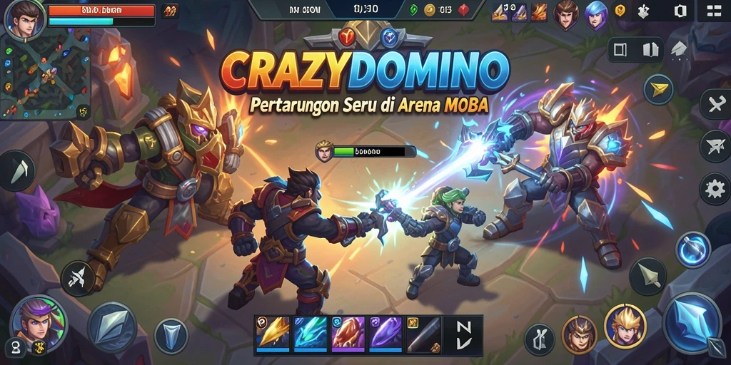 Tampilan seru dari gameplay MOBA CRAZYDOMINO.