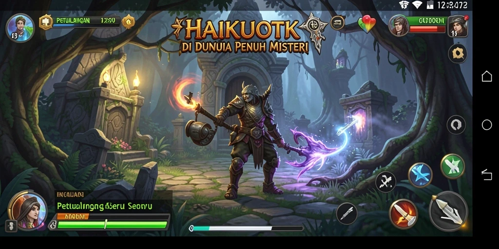 Tangkapan layar menunjukkan petualangan mendebarkan dalam HAIKUOTK.
