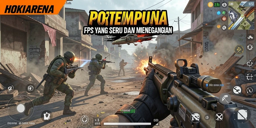 Screenshot gameplay HOKIARENA menampilkan aksi pertempuran yang mendebarkan.