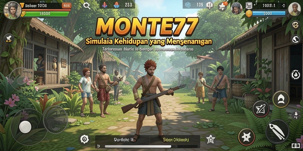 Screenshot gameplay <strong>MONTE77</strong> menunjukkan pengalaman simulasi yang imersif dan interaktif.