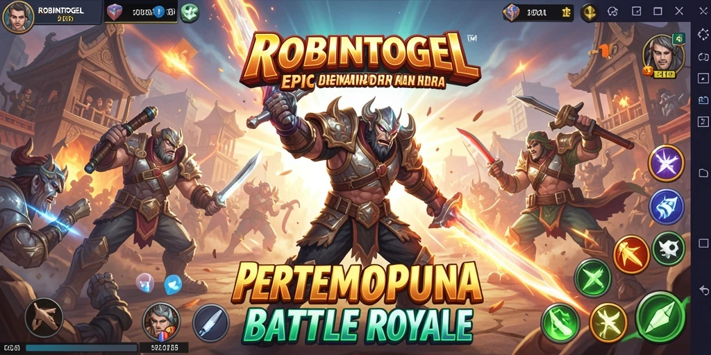 Screenshot gameplay <strong>ROBINTOGEL</strong> yang menunjukkan aksi pertempuran yang mendebarkan.
