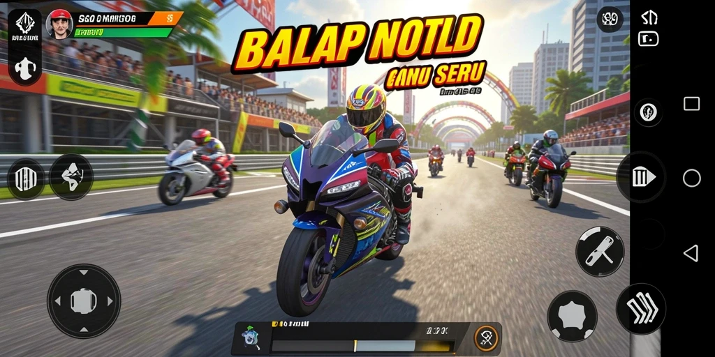 Screenshot gameplay S80 menampilkan balapan mendebarkan di trek yang menantang.