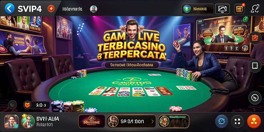 Screenshot gameplay nyata dari SVIP4 yang menunjukkan dealer dan permainan langsung.