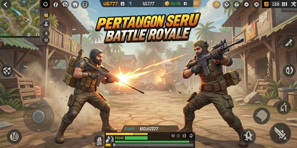 Tangkapan layar dari gameplay seru UG777 di arena Battle Royale.