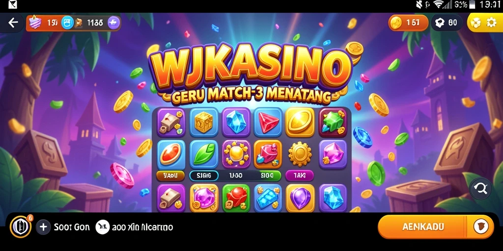 Screenshot WJKASINO menampilkan gameplay Match-3 yang seru dan menantang.